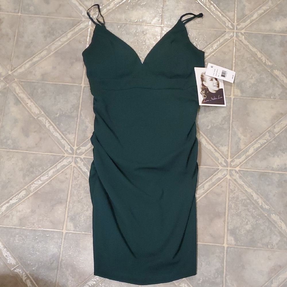 Green Ruched Sheath Midi Dress Spaghetti Strap